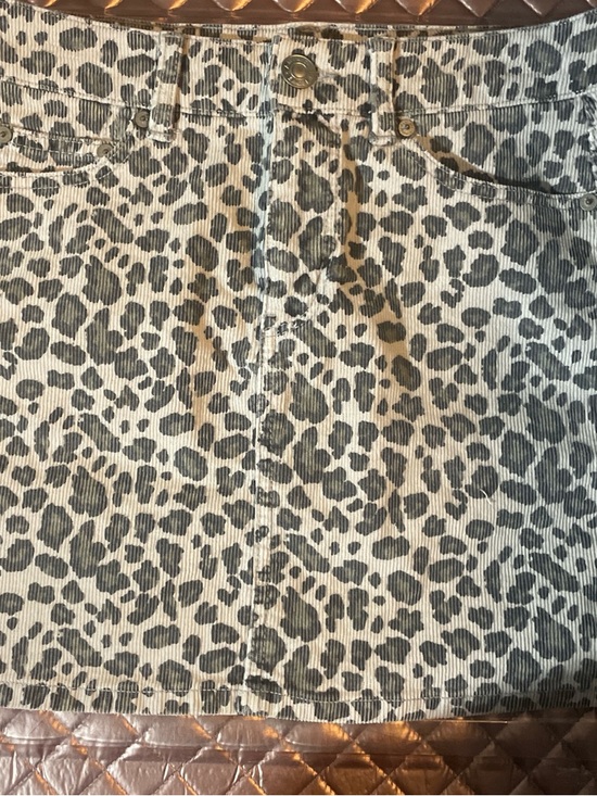 Vintage America Dresses & Skirts - Vintage America Leopard Print Corduroy Mini Skirt in Gray and Cream